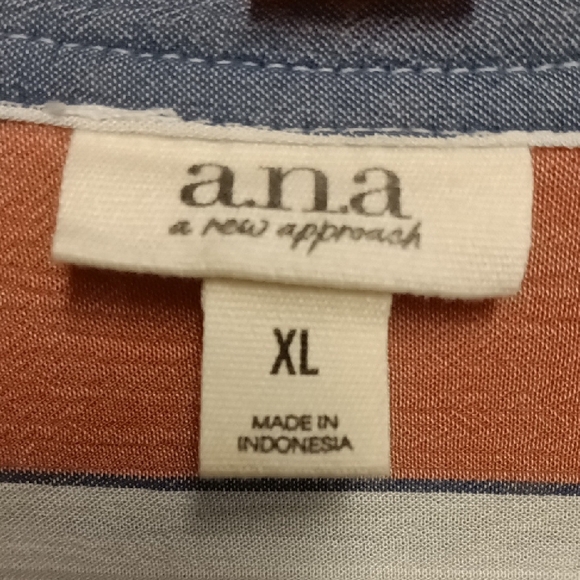 a.n.a Blue and Red Striped Blouse - Picture 2 of 4